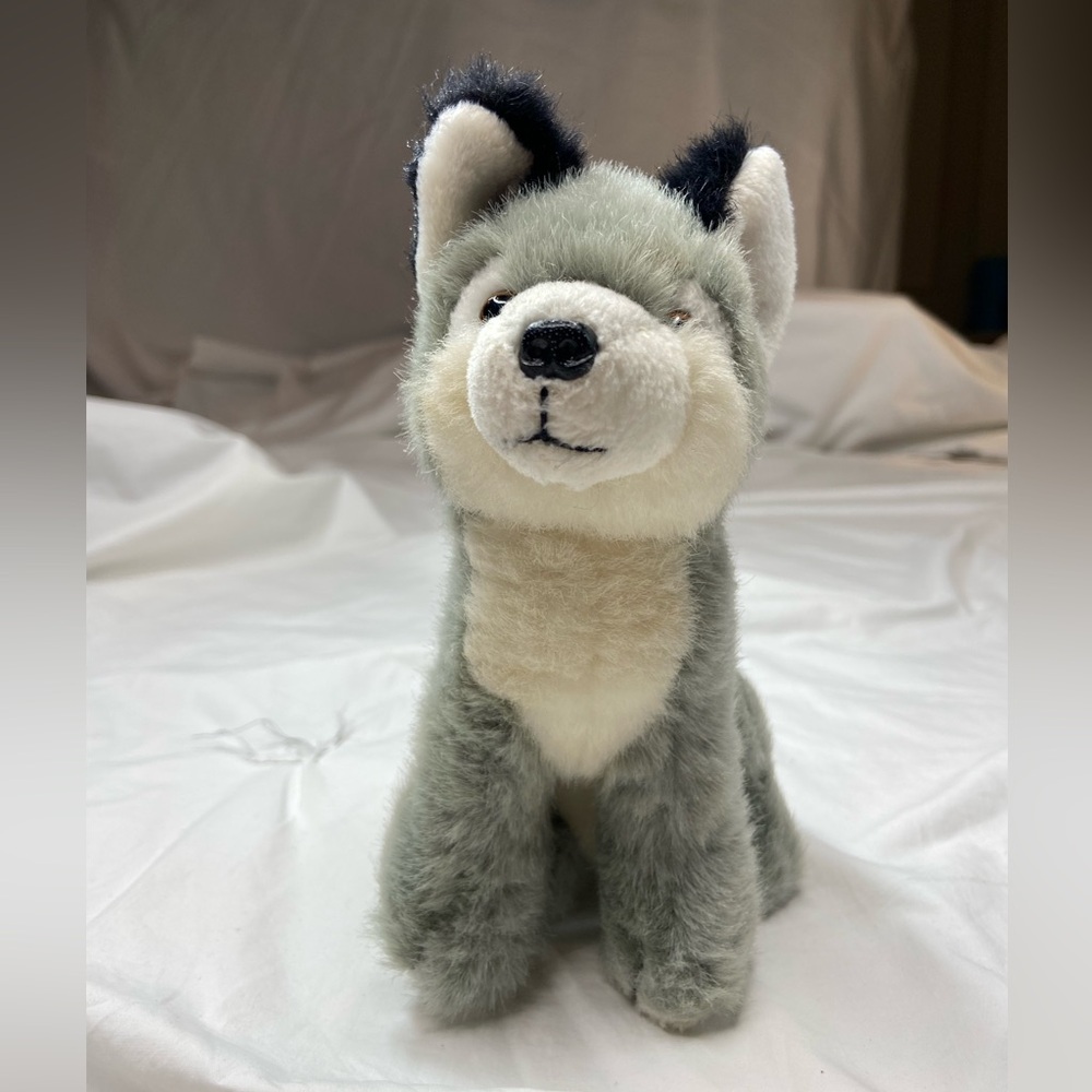 Siberian Husky Puppy Stuffed Plush Grey and Cream Animal - Picture 8 of 9